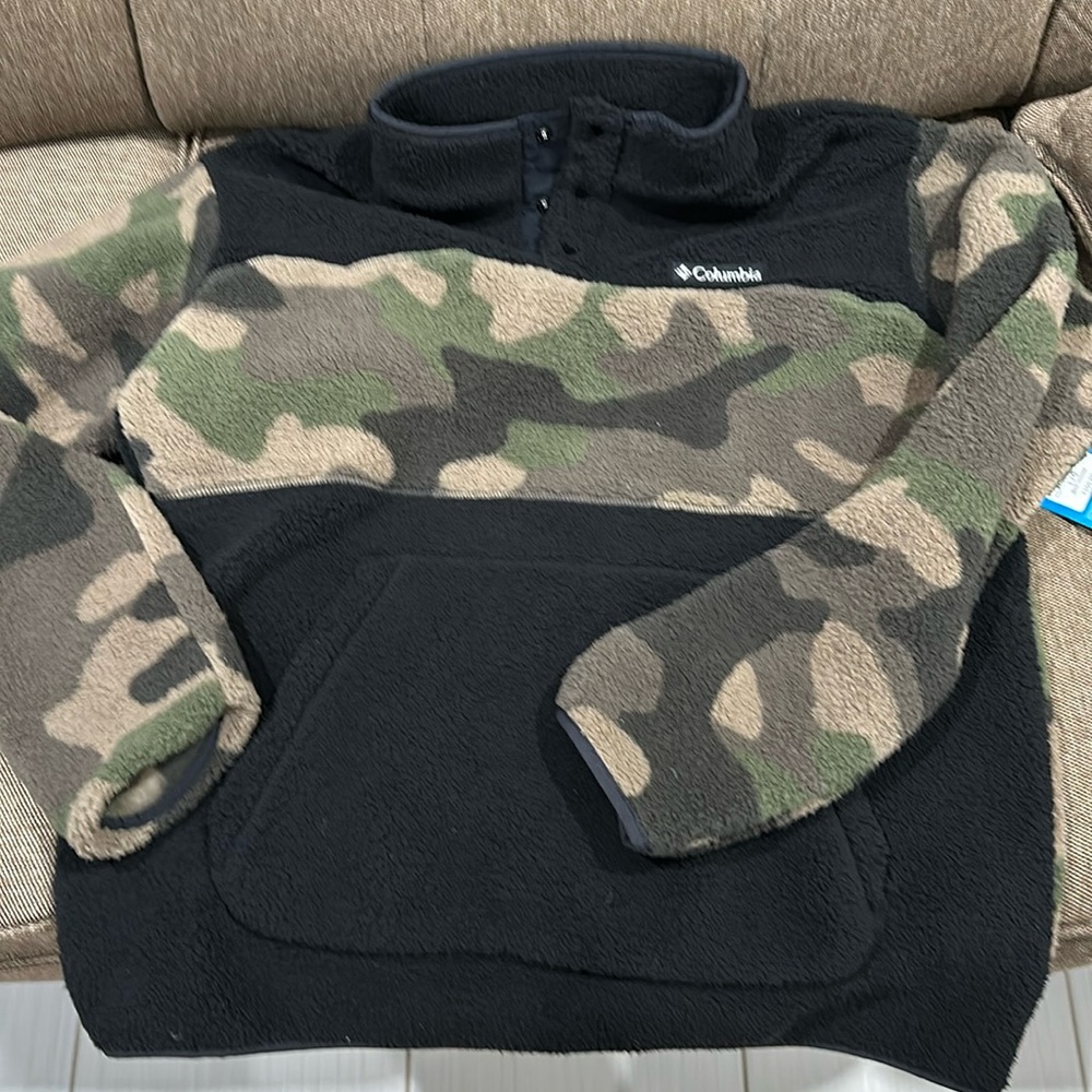 Columbia mens camo puffy fleece sweatshirt L